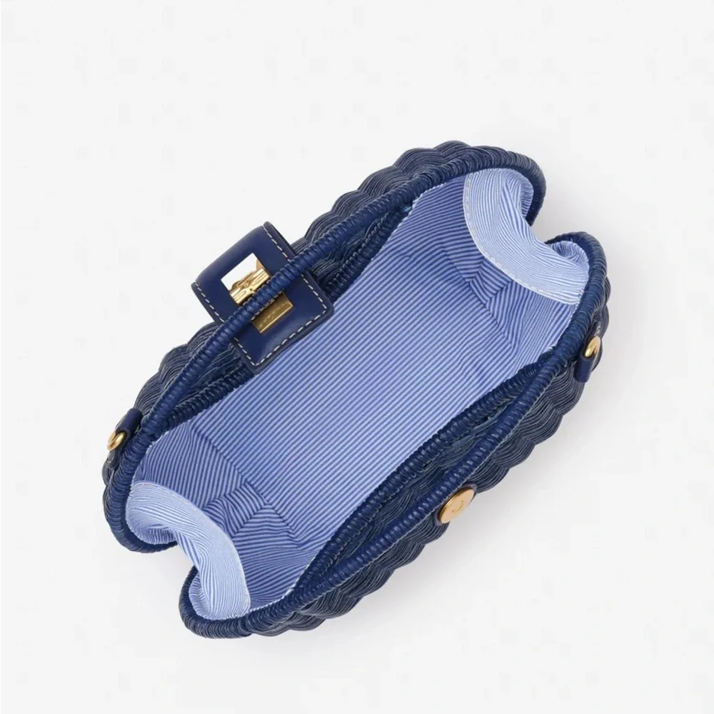 Iris Wicker Handbag - Color Navy - Picture 2 of 3